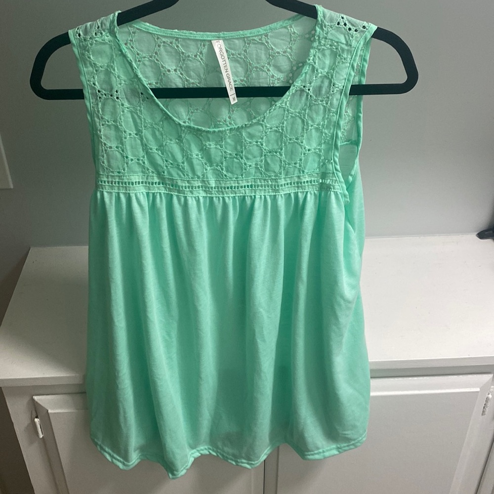 Forgotten Grace mint green babydoll tank top